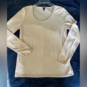 Ann Taylor Light Tan Long Sleeve Top